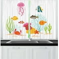 thumbnail image 1 of Ambesonne Ocean Kitchen Curtains, Cartoon Underwater Coral, 55"x39", Multicolor, 1 of 2