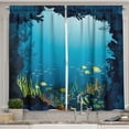 thumbnail image 1 of Ambesonne Ocean Kitchen Curtains, Tropical Fishes and Reefs, 55"x39", Dark Blue, 1 of 2