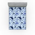 thumbnail image 1 of Ambesonne Ocean Life Fitted Sheet, Aquamarine Dolphin Print, California King, Soft Blue Blue Violet, 1 of 5
