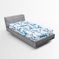 thumbnail image 1 of Ambesonne Ocean Life Fitted Sheet, Sketch of Dolphins, Twin XL Size, Turquoise White, 1 of 3