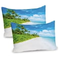 thumbnail image 1 of Ambesonne Ocean Pillow Sham 2 Pack, Beach Sea Exotic Palms, 36"x20", Blue Green Cream, 1 of 3