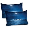 thumbnail image 1 of Ambesonne Ocean Pillow Sham 2 Pack, Dramatic Nighttime Sky, 26"x20", Navy White, 1 of 3