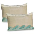thumbnail image 1 of Ambesonne Ocean Pillow Sham 2 Pack, Grunge Old, 26"x20", Sand Brown Seafoam Cream, 1 of 3