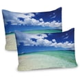 thumbnail image 1 of Ambesonne Ocean Pillow Sham 2 Pack, Island Sealife Wavy Sunny, 30"x20", Blue Cream Teal, 1 of 3