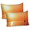 thumbnail image 1 of Ambesonne Ocean Pillow Sham 2 Pack, Lonely Yacht at Sunset, 26"x20", Orange Yellow, 1 of 3