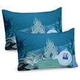 thumbnail image 1 of Ambesonne Ocean Pillow Sham 2 Pack, Mermaid Castle, 30"x20", Turquoise Pale Blue Teal, 1 of 3