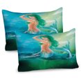 thumbnail image 1 of Ambesonne Ocean Pillow Sham 2 Pack, Mermaid Tail Waves Sea, 30"x20", Blue Green, 1 of 3