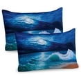 thumbnail image 1 of Ambesonne Ocean Pillow Sham 2 Pack, Moonlight over Wavy Sea, 30"x20", Navy White, 1 of 3