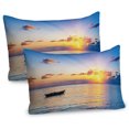thumbnail image 1 of Ambesonne Ocean Pillow Sham 2 Pack, Rising Sun Sea Maldives, 36"x20", Blue Coral Yellow, 1 of 3