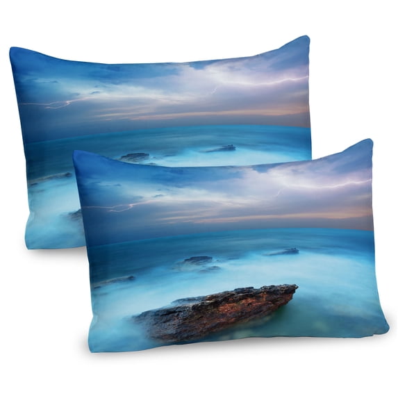 Ambesonne Ocean Pillow Sham 2 Pack, Tropic Sea Storm, 26"x20", Turquoise