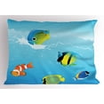 thumbnail image 1 of Ambesonne Ocean Pillow Sham, Nautical Navy Deep Sea, 26" X 20", Blue Orange and Yellow, 1 of 2