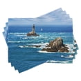 thumbnail image 1 of Ambesonne Ocean Place Mats Set of 4, Daytime Wavy Rocky Sea, Standard Size, Blue Grey White, 1 of 6