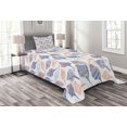 thumbnail image 1 of Ambesonne Ocean Quilted Bedspread Set 2 Pcs, Abstract Marine Seashells, Twin Size, Navy Blue Marigold, 1 of 3