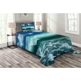 thumbnail image 1 of Ambesonne Ocean Quilted Bedspread Set 2 Pcs, Caribbean Seascape Waves, Twin Size, Aqua Navy Blue White, 1 of 3