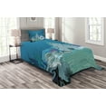 thumbnail image 1 of Ambesonne Ocean Quilted Bedspread Set 2 Pcs, Mermaid Castle, Twin Size, Turquoise Pale Blue Teal, 1 of 3