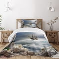 thumbnail image 1 of Ambesonne Ocean Quilted Bedspread Set 2 Pcs, Pirate Merchant Ship, Twin Size, Pale Muave Beige, 1 of 3