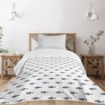 thumbnail image 1 of Ambesonne Ocean Quilted Bedspread Set 2 Pcs, Sketchy Schoal of Fish, Twin Size, Charcoal Grey White, 1 of 3