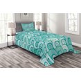thumbnail image 1 of Ambesonne Ocean Quilted Bedspread Set 2 Pcs, Swirled Spiral Sea Waves, Twin Size, Aqua, 1 of 3