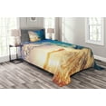 thumbnail image 1 of Ambesonne Ocean Quilted Bedspread Set 2 Pcs, Tropical Trees Shoreline, Twin Size, Teal Yellow, 1 of 3