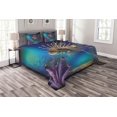 thumbnail image 1 of Ambesonne Ocean Quilted Bedspread Set 3 Pcs, Bubble Fish and Plants, King Size, Blue Brown Purple, 1 of 3