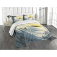 thumbnail image 1 of Ambesonne Ocean Quilted Bedspread Set 3 Pcs, Cloudy Tropical Island, Queen Size, Beige Yellow Navy, 1 of 5
