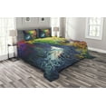 thumbnail image 1 of Ambesonne Ocean Quilted Bedspread Set 3 Pcs, Exotic Surfer on Waves, Queen Size, Multicolor, 1 of 3