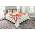 thumbnail image 1 of Ambesonne Ocean Quilted Bedspread Set 3 Pcs, Sea Animals Theme Crabs, King Size, Vermilion, 1 of 3