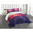 thumbnail image 1 of Ambesonne Ocean Quilted Bedspread Set 3 Pcs, Sunset over Sea Cloudy, King Size, Purple Yellow Red, 1 of 5