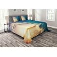 thumbnail image 1 of Ambesonne Ocean Quilted Bedspread Set 3 Pcs, Tropical Trees Shoreline, King Size, Teal Yellow, 1 of 3