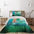 thumbnail image 1 of Ambesonne Ocean Quilted Coverlet 2 Pcs, Mermaid Tail Waves Sea, Twin Size, Blue Green, 1 of 5