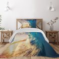 thumbnail image 1 of Ambesonne Ocean Quilted Coverlet 2 Pcs, Tropical Trees Shoreline, Twin Size, Teal Yellow, 1 of 5