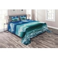 thumbnail image 1 of Ambesonne Ocean Quilted Coverlet 3 Pcs, Caribbean Seascape Waves, King Size, Aqua Navy Blue White, 1 of 2