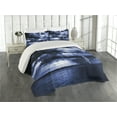 thumbnail image 1 of Ambesonne Ocean Quilted Coverlet 3 Pcs, Rain Clouds Storm Rays, King Size, Blue, 1 of 4