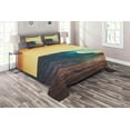thumbnail image 1 of Ambesonne Ocean Quilted Coverlet 3 Pcs, Sunset in Warm Colors, Queen Size, Turquoise Yellow Brown, 1 of 2