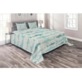 thumbnail image 1 of Ambesonne Ocean Quilted Coverlet 3 Pcs, Swimming Sharks in Sea, King Size, Turquoise Beige Teal, 1 of 2