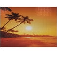 thumbnail image 1 of Ambesonne Ocean Scene Jigsaw Puzzle Durable Cardboard, Sunset at Beach View, 1000 pcs, Marigold Paprika and Yellow, 1 of 1