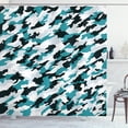 thumbnail image 1 of Ambesonne Ocean Shower Curtain, Aquatic Camouflage Tile, 69"Wx84"L, Dark Green White, 1 of 3