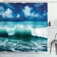 thumbnail image 1 of Ambesonne Ocean Shower Curtain, Caribbean Seascape Waves, 69"Wx75"L, Aqua Navy Blue White, 1 of 3