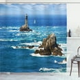 thumbnail image 1 of Ambesonne Ocean Shower Curtain, Daytime Wavy Rocky Sea, 69"Wx84"L, Blue Grey White, 1 of 5
