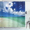 thumbnail image 1 of Ambesonne Ocean Shower Curtain, Island Sealife Wavy Sunny, 69"Wx70"L, Blue Cream Teal, 1 of 5