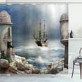 thumbnail image 1 of Ambesonne Ocean Shower Curtain, Pirate Merchant Ship, 69"Wx84"L, Pale Muave Beige, 1 of 5