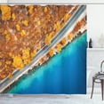 thumbnail image 1 of Ambesonne Ocean Shower Curtain, Road Autumn Trees Scenery, 69"Wx84"L, Earth Yellow Sea Blue, 1 of 4