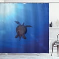 thumbnail image 1 of Ambesonne Ocean Shower Curtain, Sea Turtle in Deep Sea, 69"Wx75"L, Aqua Navy Brown, 1 of 5