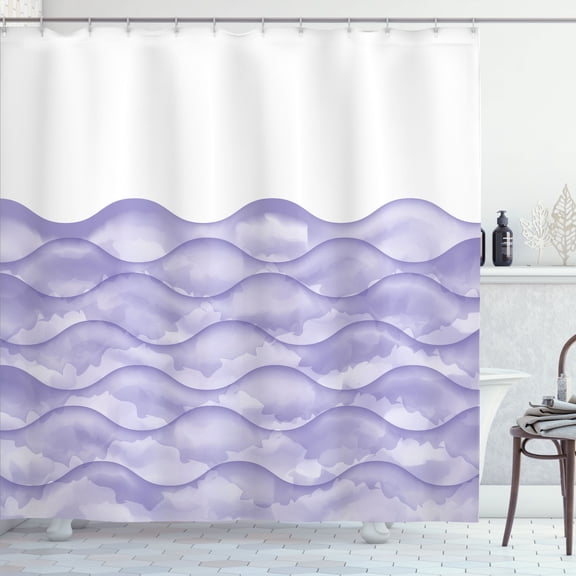 Ambesonne Ocean Shower Curtain, Sea Waves Ocean Pattern Art, 69"Wx75"L, Lavender Blue