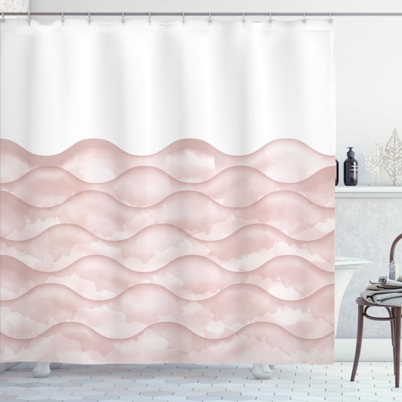 Ambesonne Ocean Shower Curtain, Sea Waves Ocean Pattern Art, 69"Wx75"L, Pale Rose