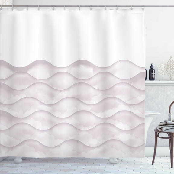 Ambesonne Ocean Shower Curtain, Sea Waves Ocean Pattern Art, 69"Wx84"L, Pale Mauve