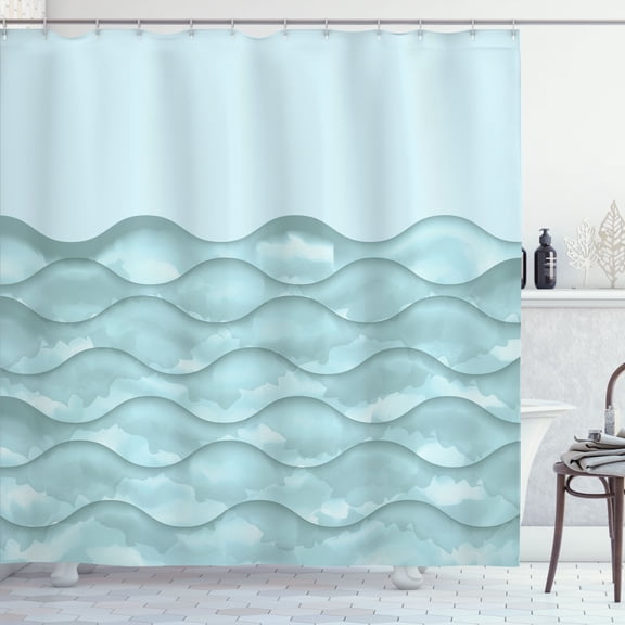 Ambesonne Ocean Shower Curtain, Sea Waves Ocean Pattern Art, 69"Wx84"L, Pale Turquoise