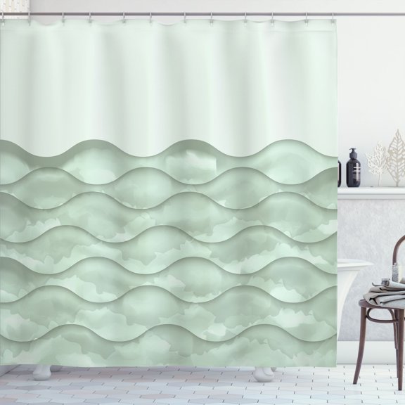 Ambesonne Ocean Shower Curtain, Sea Waves Ocean Pattern Art, 69"Wx84"L, Pale teal