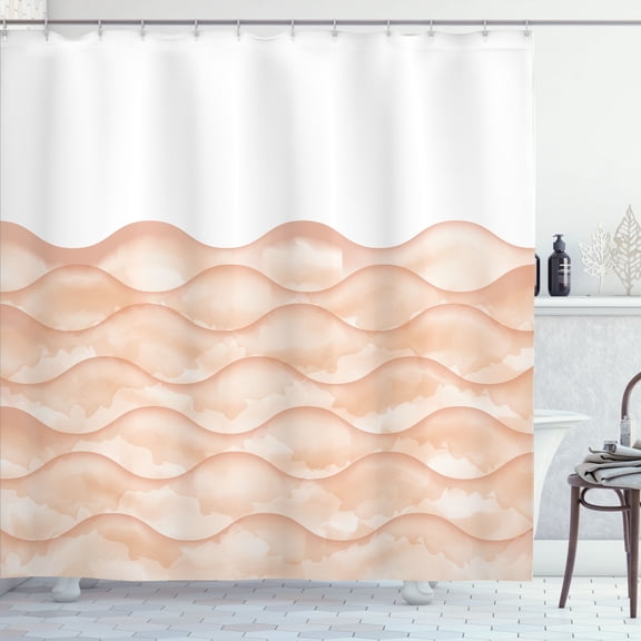 Ambesonne Ocean Shower Curtain, Sea Waves Ocean Pattern Art, 69"Wx84"L, Peach Ivory
