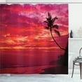 thumbnail image 1 of Ambesonne Ocean Shower Curtain, Tropical Island Beach Palms, 69"Wx84"L, Red, 1 of 4